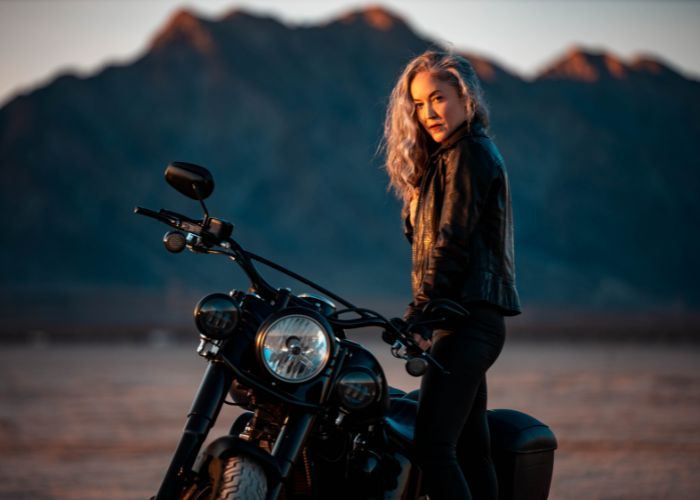 photo of tori lubecki model motorcycle